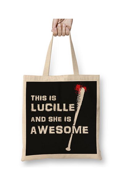 Baskı Dükkanı Aceasta este Lucille și ea este uimitoare Geantă din pânză Walking Dead cu mâner lung