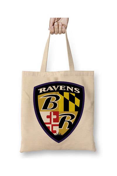 Baskı Dükkanı Πρόγραμμα Baltimore Ravens Baltimore Ravens Shield 02 υφασμάτινη τσάντα με μακριά λαβή