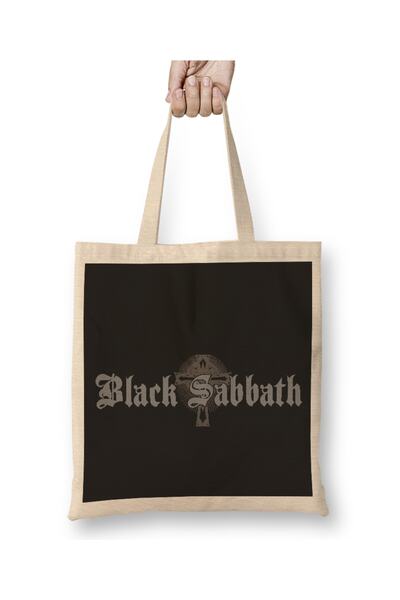 Baskı Dükkanı Μαύρο Sabbath Symbol 01 υφασμάτινη τσάντα με μακριά λαβή