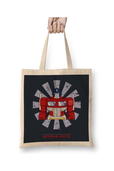 Baskı Dükkanı Optimus Prime retro japanska Transformers tkanina Torba duga Sa...
