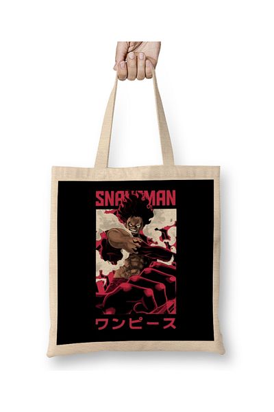 Baskı Dükkanı Snakeman Luffy Gear Four One Piece Design υφασμάτινη τσάντα με μακριά λαβή
