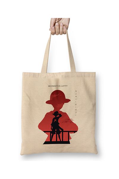Baskı Dükkanı Luffy One Piece σε Silhouette υφασμάτινη τσάντα με μακριά λαβή