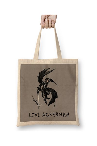Baskı Dükkanı Levi Ackerman Attack On Titan 03 υφασμάτινη τσάντα με μακριά λαβή