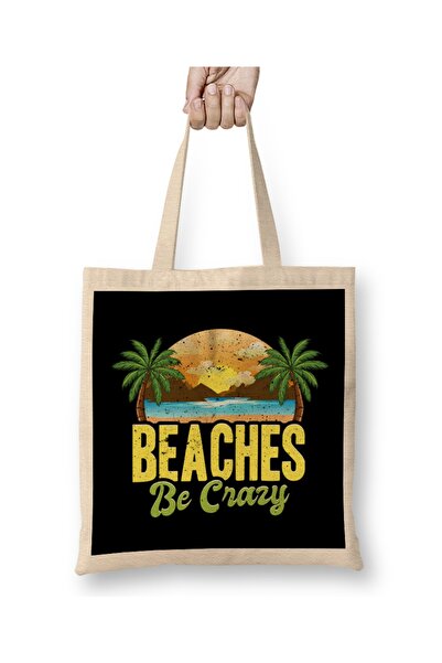 Baskı Dükkanı Smešne plaže, budite ludi, igra reči, plaža, odmor, odeća Torba...