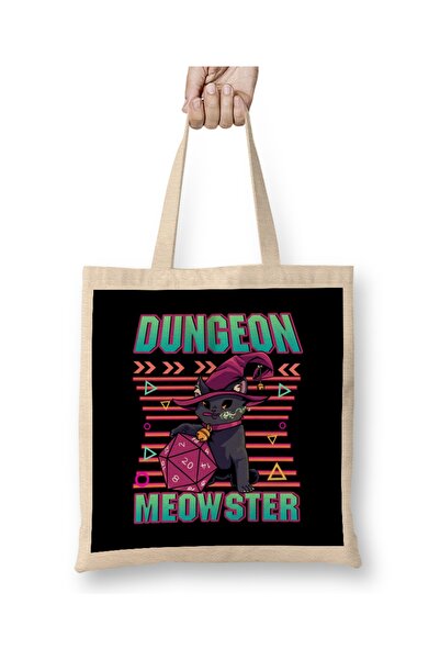 Baskı Dükkanı Dungeon Meowster Slatka i Zabavna Igračka Krpa Torba Duga Sa ru...
