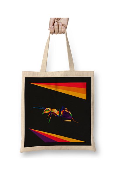 Baskı Dükkanı Geantă din pânză colorată Ants In Pop Art Design cu mâner lung