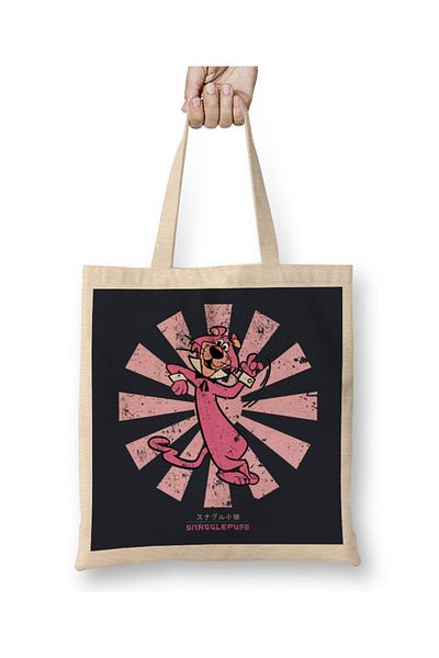 Baskı Dükkanı Snagglepuss Ρετρό ιαπωνική υφασμάτινη τσάντα με μακριά λαβή