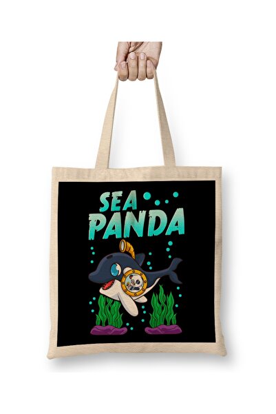 Baskı Dükkanı Sea Panda Cute Adorable Baby Orca Whale Pun Безсумкова сумка з ...