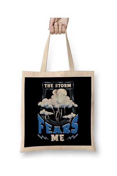Baskı Dükkanı The Storm Fears Me Funny & Brave Meteorology υφασμάτινη τσάντα με μακριά λαβή