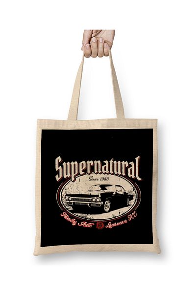 Baskı Dükkanı Geantă din pânză Supernatural End of Journey cu mâner lung