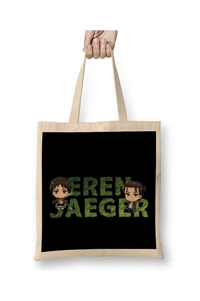 Baskı Dükkanı Υφασμάτινη τσάντα Eren Jaeger με μακριά λαβή