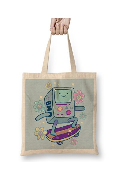Baskı Dükkanı Skateboard Bmo Adventure Time Cloth Torba Long Sa ručkom
