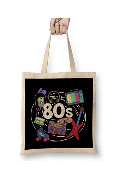 Baskı Dükkanı Φοβερή ρετρό 80s Vintage Throwback Novelty υφασμάτινη τσάντα με μακριά λαβή