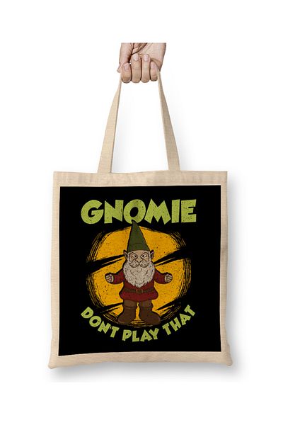 Baskı Dükkanı Funny Gnomie Μην παίζετε αυτό το Gnome που συλλέγει λογοπαίγνιο υφασμάτινη τσάντα με μακριά λαβή
