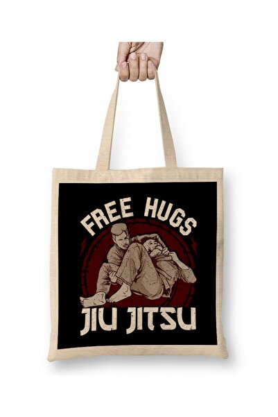 Baskı Dükkanı Smešni besplatni zagrljaji Jiu Jitsu igra reči BJJ tkanina za b...