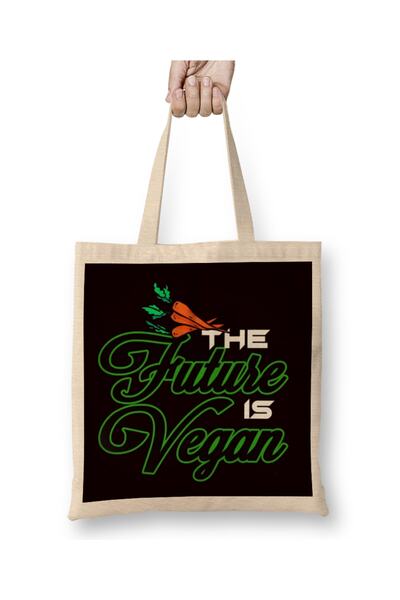 Baskı Dükkanı Budućnost je veganska Veggie Veganizam Vegetarijanska torba Tor...