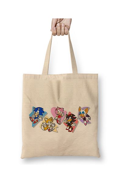 Baskı Dükkanı Geantă din pânză Sonic Tails cu mâner lung