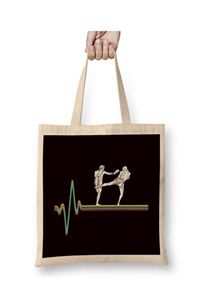 Baskı Dükkanı Retro Heartbeat Kick bokserice Vintage Kickboxing Fighter Sport...