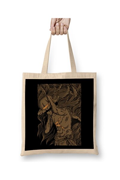 Baskı Dükkanı حقيبة يد مونكي دي لوفي ملك القراصنة في زهور فيكتورية بمقبض طويل