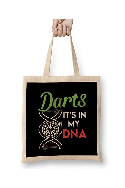 Baskı Dükkanı Βελάκια στο My DNA Dart Player Arrow Bullseye Pub Sports Target υφασμάτινη τσάντα με μακριά λαβή