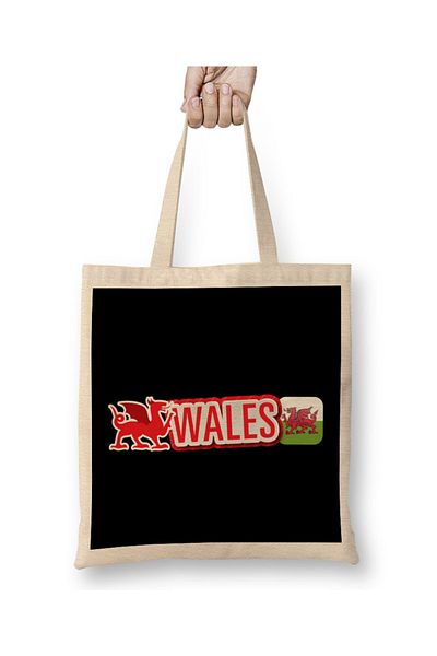 Baskı Dükkanı Rugby Six Nations Wales Flag Dragon υφασμάτινη τσάντα με μακριά λαβή