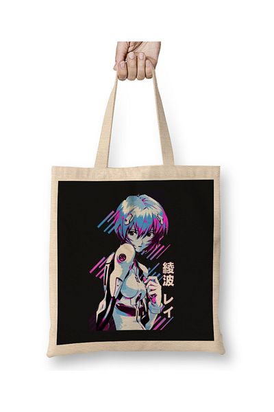 Baskı Dükkanı Geantă din pânză Rei Ayanami 014 cu mâner lung