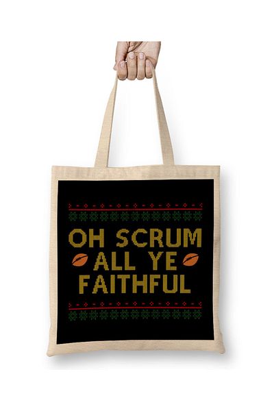 Baskı Dükkanı Ράγκμπι Χριστούγεννα Oh Scrum All Ye Faithful υφασμάτινη τσάντα με μακριά λαβή