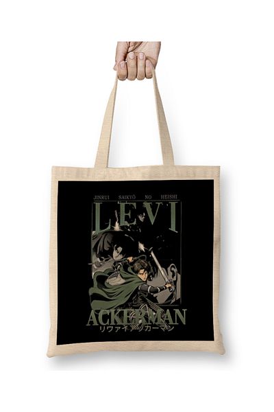 Baskı Dükkanı Levi Ackerman 01 υφασμάτινη τσάντα μακριά λαβή