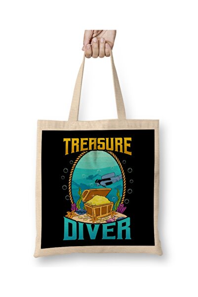 Baskı Dükkanı Sjajna Skuba ronilačka tkanina Treasure Diver Torba duga Sa ručkom
