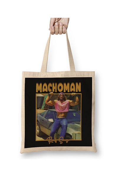 Baskı Dükkanı Macho Man Randy Savage ρετρό υφασμάτινη τσάντα με μακριά λαβή