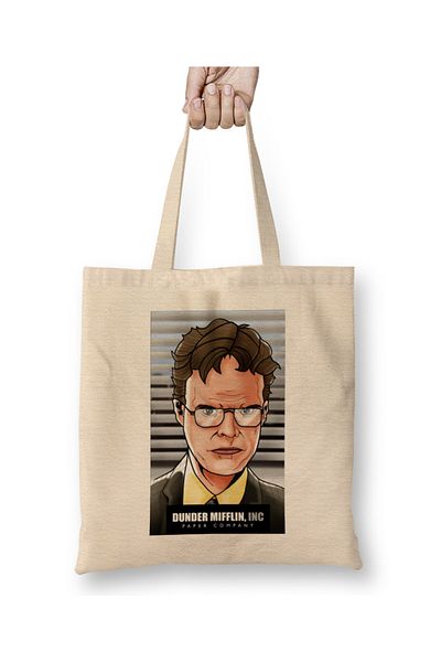 Baskı Dükkanı Υφασμάτινη τσάντα Dwight Schrute Dunder Mifflin με μακριά λαβή