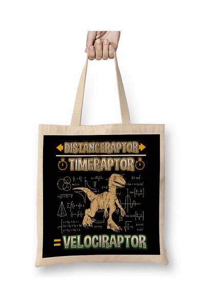 Baskı Dükkanı Distanceraptor Timeraptor Velociraptor Pun Geantă din pânză Mâner lung