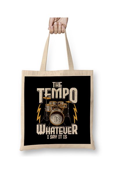 Baskı Dükkanı Το Tempo είναι αυτό που λέω είναι φοβερό Drummer υφασμάτινη τσάντα με μακριά λαβή