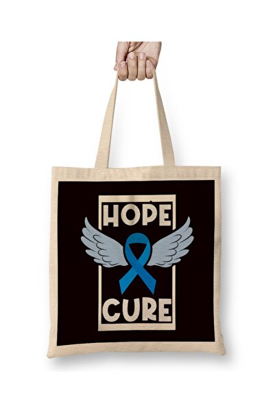 Baskı Dükkanı Torba za nošenje "Hope Blue Ribbon Cure" Mesečna svest o preven...
