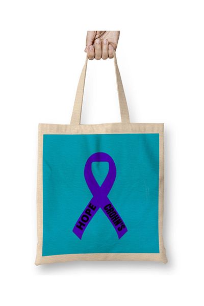 Baskı Dükkanı CROHN'S & COLITIS AWARENESS Warrior Άθραυστη υφασμάτινη τσάντα ΗΠΑ με μακριά λαβή