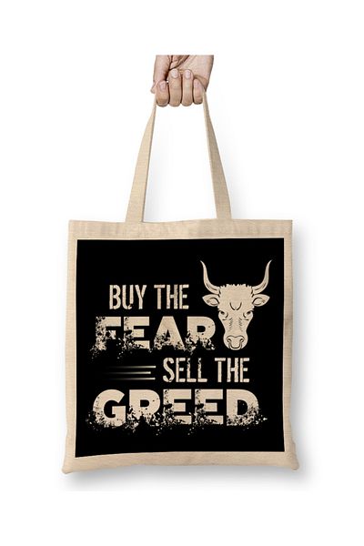 Baskı Dükkanı Cumpărați The Fear Sell The Greed Trading & Investing Geantă din pânză cu mâner lung