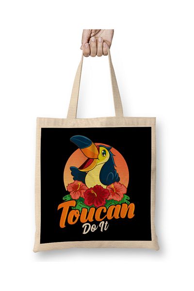 Baskı Dükkanı Toucan Do It Funny You Can Do It Pun Bird Obsessed υφασμάτινη τσάντα με μακριά λαβή
