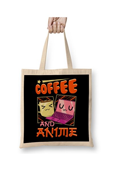 Baskı Dükkanı Slatka i smešna kafa i anime kawaii krpa za šolju kafe Torba du...