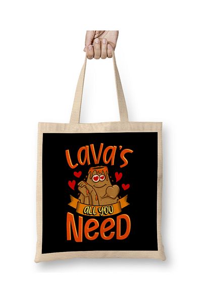 Baskı Dükkanı Χαριτωμένη και αστεία Lava's All You Need Volcano Pun υφασμάτινη τσάντα με μακριά λαβή