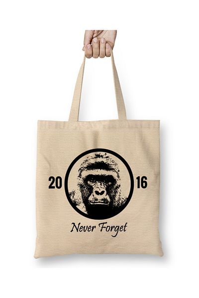Baskı Dükkanı Geantă din pânză Harambe the Gorilla cu mâner lung
