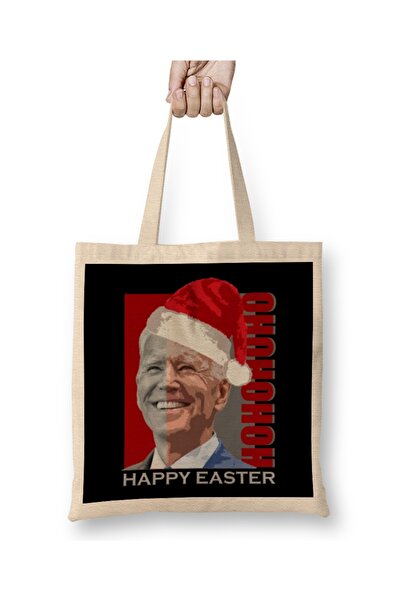 Baskı Dükkanı Biden Christmas Hohoho Tote Bag Long Handle