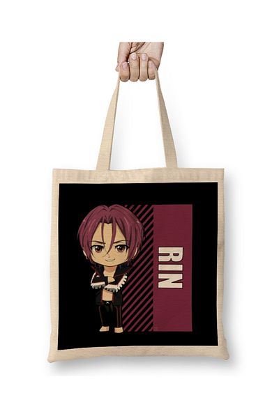 Baskı Dükkanı Geantă de pânză Chibi Rin Matsuoka gratuită cu mâner lung