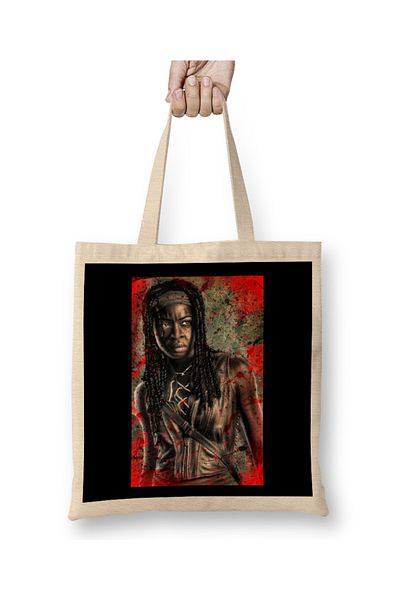 Baskı Dükkanı Geantă din pânză roșie Michonne cu mâner lung
