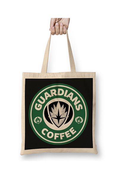 Baskı Dükkanı Guardians Of The Galaxy Guardians Coffee Starbucks υφασμάτινη τσάντα με μακριά λαβή