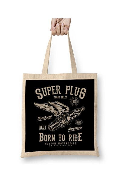 Baskı Dükkanı Super Plug Born To Ride tkanina Torba dugačka Sa ručkom