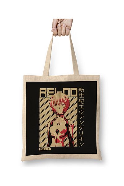 Baskı Dükkanı Geantă din pânză Evangelion Rei Anime cu mâner lung