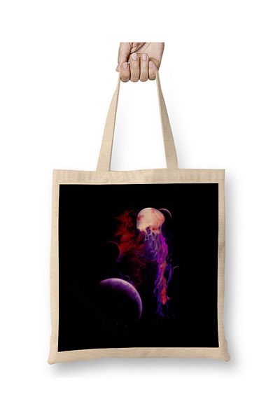 Baskı Dükkanı Space fish υφασμάτινη τσάντα με μακριά λαβή