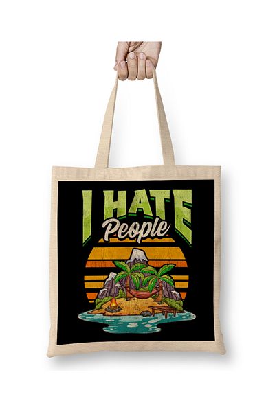 Baskı Dükkanı Χαριτωμένο και αστείο I Hate People Beach Vacation Pun υφασμάτινη τσάντα με μακριά λαβή