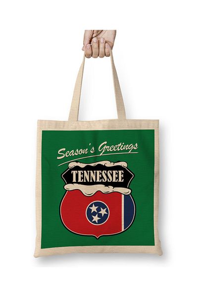 Baskı Dükkanı Seasons Greetings Tennessee Χριστουγεννιάτικη υφασμάτινη τσάντα με μακριά λαβή