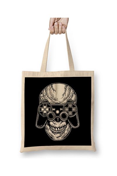 Baskı Dükkanı Skull Gamer υφασμάτινη τσάντα με μακριά λαβή